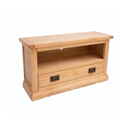 Cabinet Bits Lucca Waxed 1 Drawer TV Cabinet Brass Drop Handle in Light Brown - thumbnail 3