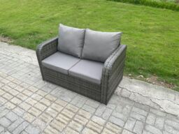 Fimous Outdoor Garden Furniture Sets 5 Pieces Wicker Rattan Furniture Sofa Set with Rectangular Dining Table in Dark Grey - thumbnail 4