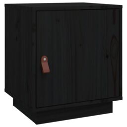 Berkfield Home Bedside Cabinet Black 40x34x45 cm Solid Wood Pine - Size: 40 x 34 x 45 cm - thumbnail 2