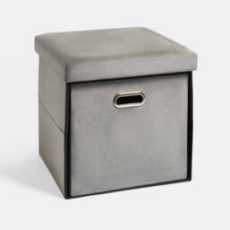 OHS Matte Velvet Ottoman Storage Drawer Cube Unit Shoe Organiser in Charcoal - thumbnail 4
