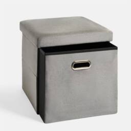 OHS Matte Velvet Ottoman Storage Drawer Cube Unit Shoe Organiser in Charcoal - thumbnail 5