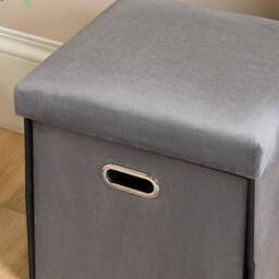 OHS Matte Velvet Ottoman Storage Drawer Cube Unit Shoe Organiser in Charcoal - thumbnail 2