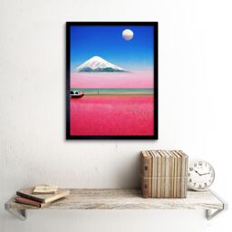 "Artery8 Wall Art Print Surrealist Japan Mount Fuji Landscape Painting Art Framed in Black - Size: W12"" x H16""" - thumbnail 2