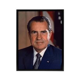 "Artery8 US President Richard Nixon Portrait Framed Canvas Wall Art Print in Blue - Size: W12"" x H16""" - thumbnail 1