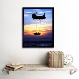 "Artery8 Military UK Chinook Helicopter Royal Marines 12x16"" Framed Art Print in Blue - Size: W12"" x H16""" - thumbnail 2