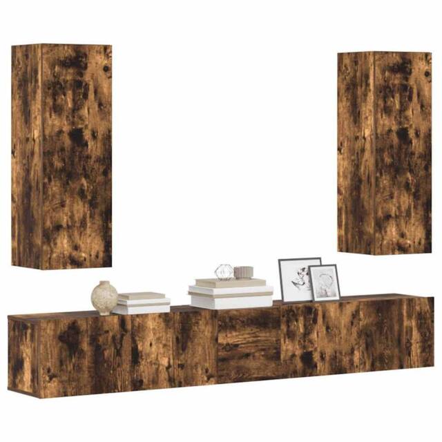 Berkfield Home Classic 5 Piece TV Cabinet Set Smoked Oak Engineered Wood in Brown - image 1