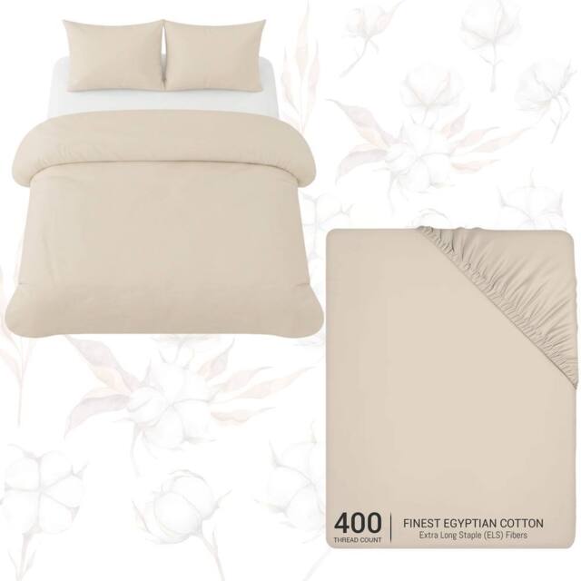 Grace Reversible Brushed 100% Cotton Single Duvet Cover Hypoallegenic in Taupe - image 1