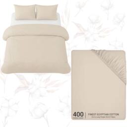 Grace Reversible Brushed 100% Cotton Single Duvet Cover Hypoallegenic in Taupe - thumbnail 1