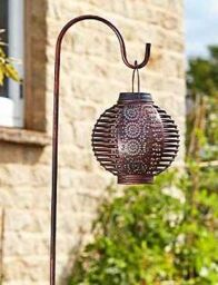 Marco Paul Pack of 2 Bronze Hanging Flame Effect Solar Lantern with Stand 93cm - thumbnail 5