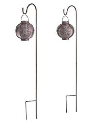 Marco Paul Pack of 2 Bronze Hanging Flame Effect Solar Lantern with Stand 93cm - thumbnail 3