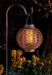 Marco Paul Pack of 2 Bronze Hanging Flame Effect Solar Lantern with Stand 93cm - thumbnail 4