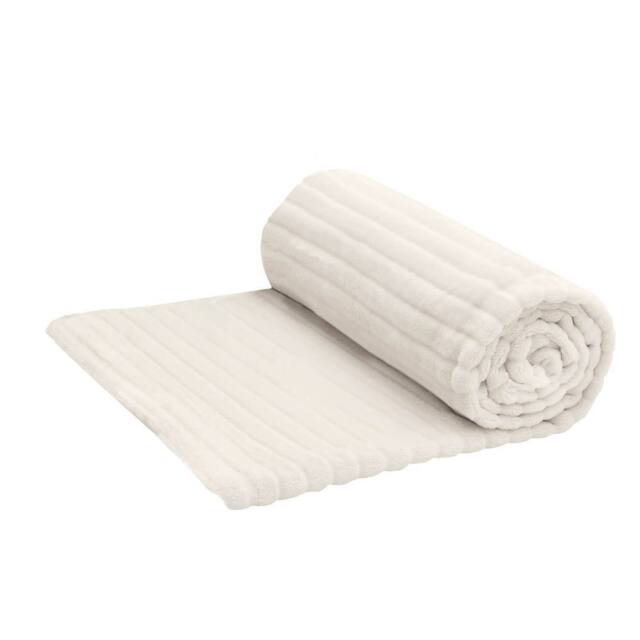 Eldo Soft Fleece Blanket, Lightweight Crease-Resistant Polyester Flannel in Cream - Size: 127 cm x 152 cm - image 1