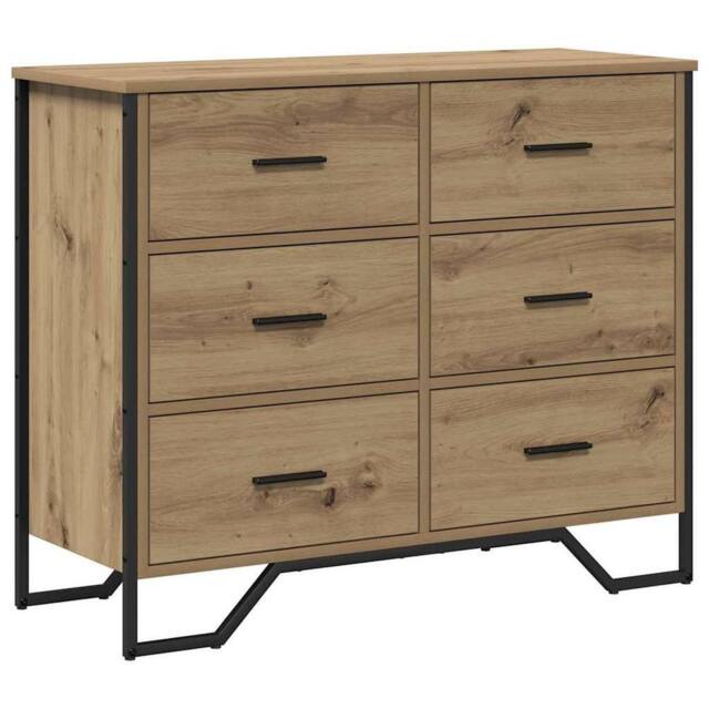 Berkfield Home Chest of Drawers Artisan Oak 91x35.5x74.5 cm Engineered Wood in Brown - image 1
