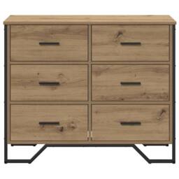 Berkfield Home Chest of Drawers Artisan Oak 91x35.5x74.5 cm Engineered Wood in Brown - thumbnail 6