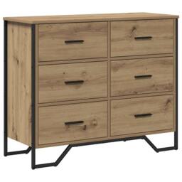 Berkfield Home Chest of Drawers Artisan Oak 91x35.5x74.5 cm Engineered Wood in Brown