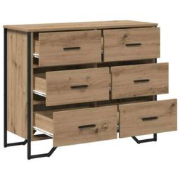Berkfield Home Chest of Drawers Artisan Oak 91x35.5x74.5 cm Engineered Wood in Brown - thumbnail 5