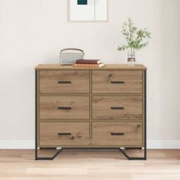Berkfield Home Chest of Drawers Artisan Oak 91x35.5x74.5 cm Engineered Wood in Brown - thumbnail 4
