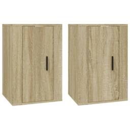 Berkfield Home Wall Mounted TV Cabinets 2 pcs Sonoma Oak 40x34.5x60 cm in Light Tan - thumbnail 3