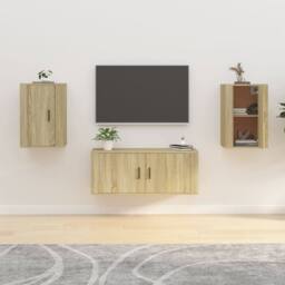 Berkfield Home Wall Mounted TV Cabinets 2 pcs Sonoma Oak 40x34.5x60 cm in Light Tan - thumbnail 2