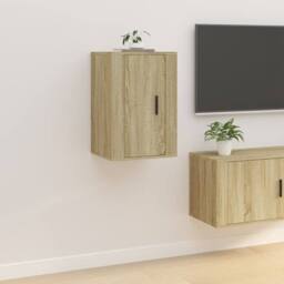 Berkfield Home Wall Mounted TV Cabinets 2 pcs Sonoma Oak 40x34.5x60 cm in Light Tan - thumbnail 4
