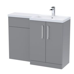 Balterley Bathroom Vanity Basin & WC Unit Right Hand Satin Grey 1100mm x 390mm - thumbnail 1