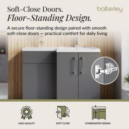 Balterley Bathroom Vanity Basin & WC Unit Right Hand Satin Grey 1100mm x 390mm - thumbnail 3