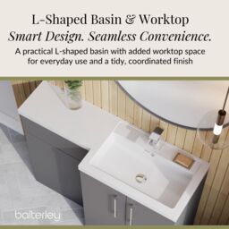 Balterley Bathroom Vanity Basin & WC Unit Right Hand Satin Grey 1100mm x 390mm - thumbnail 4
