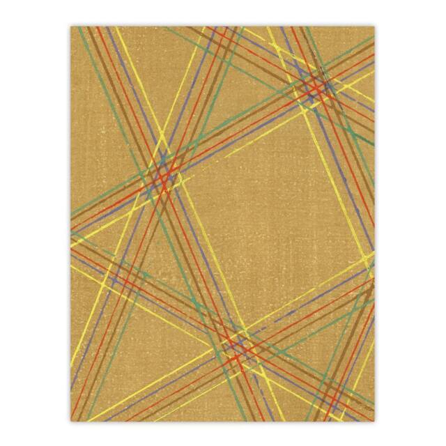 "Artery8 Abstract Geometric Plaid Pattern Japanese Wall Art Print Korin in Beige - Size: W12"" x H16""" - image 1