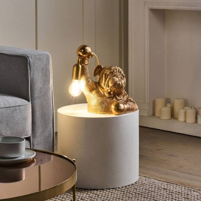 Wyld and Coco Gold Dog-Shaped Polyresin Table Lamp - image 1