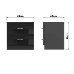 FWStyle Chilton 3 Piece Black Gloss Complete Bedroom Storage Furniture Set - thumbnail 3