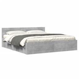 Berkfield Home Bed Frame with Headboard without Mattress Concrete Grey 180x200 cm Super King - thumbnail 2