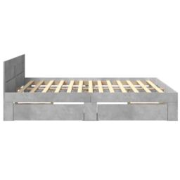 Berkfield Home Bed Frame with Headboard without Mattress Concrete Grey 180x200 cm Super King - thumbnail 6