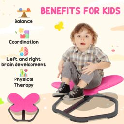 AIYAPLAY Butterfly-Shaped Kids Swivel Chair, Sensory Spinning Chair in Pink - thumbnail 4