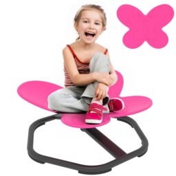 AIYAPLAY Butterfly-Shaped Kids Swivel Chair, Sensory Spinning Chair in Pink - thumbnail 2