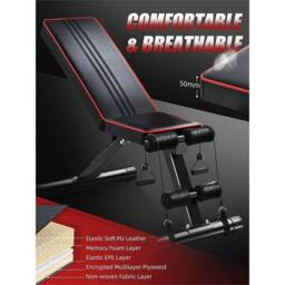Nordara Foldable Adjustable Gym Weight Bench in Black - Size: 0-1 m - thumbnail 3