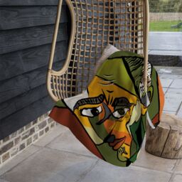 Benjamin Tate Design frowning man closeup Designer Blanket in Natural - Size: 120 cm x 150 cm - thumbnail 3