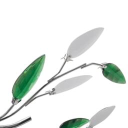 Berkfield Home Green&White Ceiling Lamp with Acrylic Crystal Leaf Arms for 5 E14Bulbs