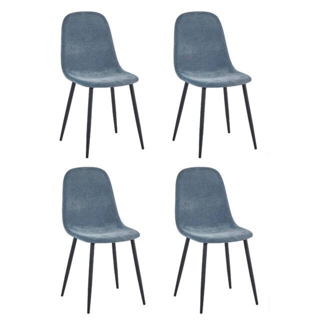 Cheshire Alverton Denim Blue Chenille Upholstered Dining Chairs - Set of 4 in Mid Blue - image 1