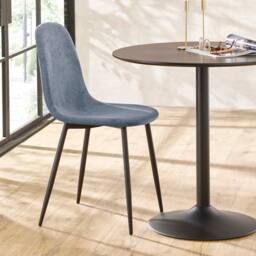 Cheshire Alverton Denim Blue Chenille Upholstered Dining Chairs - Set of 4 in Mid Blue - thumbnail 4