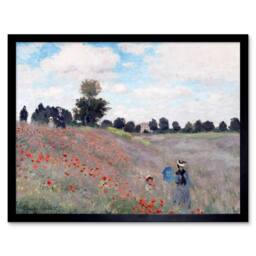 "Artery8 Claude Monet Poppy Field Living Room Home Decor 12x16"" Framed Art in Green - Size: W12"" x H16""" - thumbnail 1