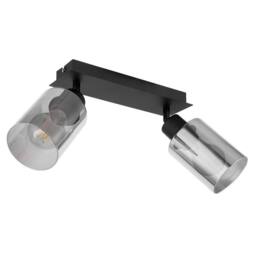 Netlighting Hadera Twin Ceiling Spotlight Matt Black Smoke Glass Shade 2x E27 - thumbnail 2