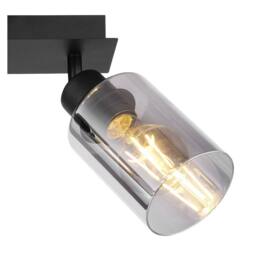 Netlighting Hadera Twin Ceiling Spotlight Matt Black Smoke Glass Shade 2x E27 - thumbnail 5
