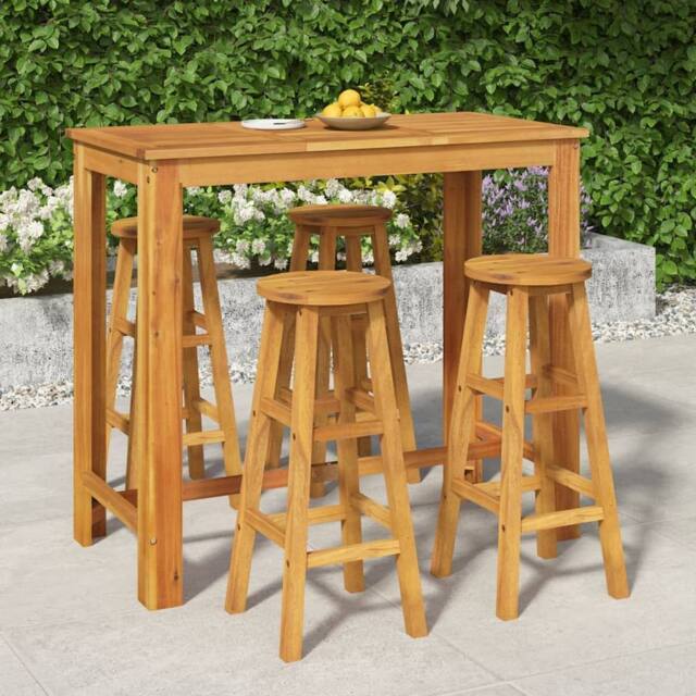Berkfield Home 5 Piece Garden Bar Set Solid Wood Acacia in Brown - image 1