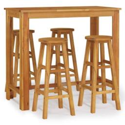Berkfield Home 5 Piece Garden Bar Set Solid Wood Acacia in Brown - thumbnail 2