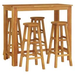 Berkfield Home 5 Piece Garden Bar Set Solid Wood Acacia in Brown - thumbnail 3
