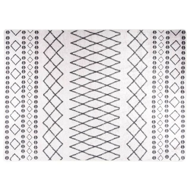 Berkfield Home Rug Washable 120x180 cm Black & White Anti Slip - Size: 100 cm diameter - image 1