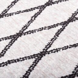 Berkfield Home Rug Washable 120x180 cm Black & White Anti Slip - Size: 100 cm diameter - thumbnail 4