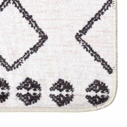 Berkfield Home Rug Washable 120x180 cm Black & White Anti Slip - Size: 100 cm diameter - thumbnail 2