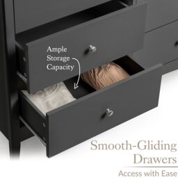 Christow Black Chest of Drawers Modern 6 Drawer Bedroom Storage Unit Furniture Cabinet - thumbnail 4