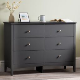 Christow Black Chest of Drawers Modern 6 Drawer Bedroom Storage Unit Furniture Cabinet